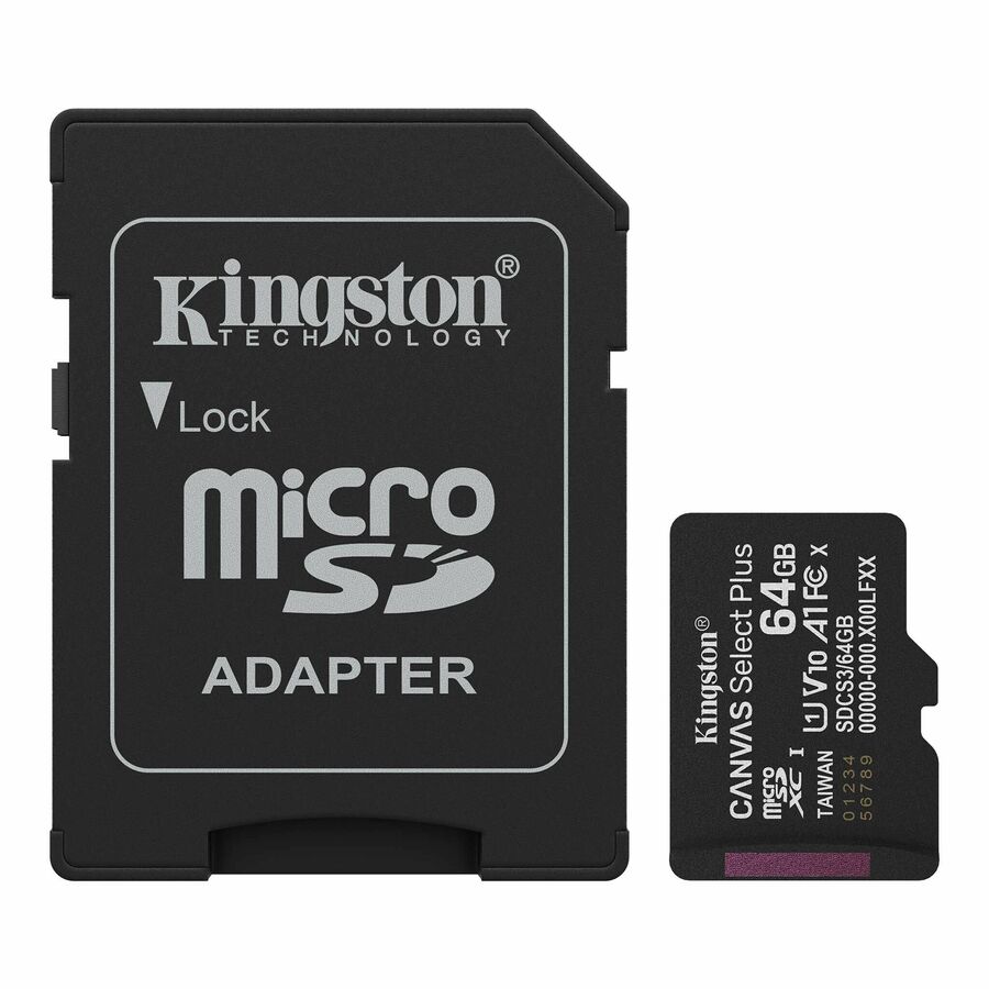 Kingston Canvas Select Plus 64 GB Class 10/UHS-I (U1) V10 microSDXC - 1 Each