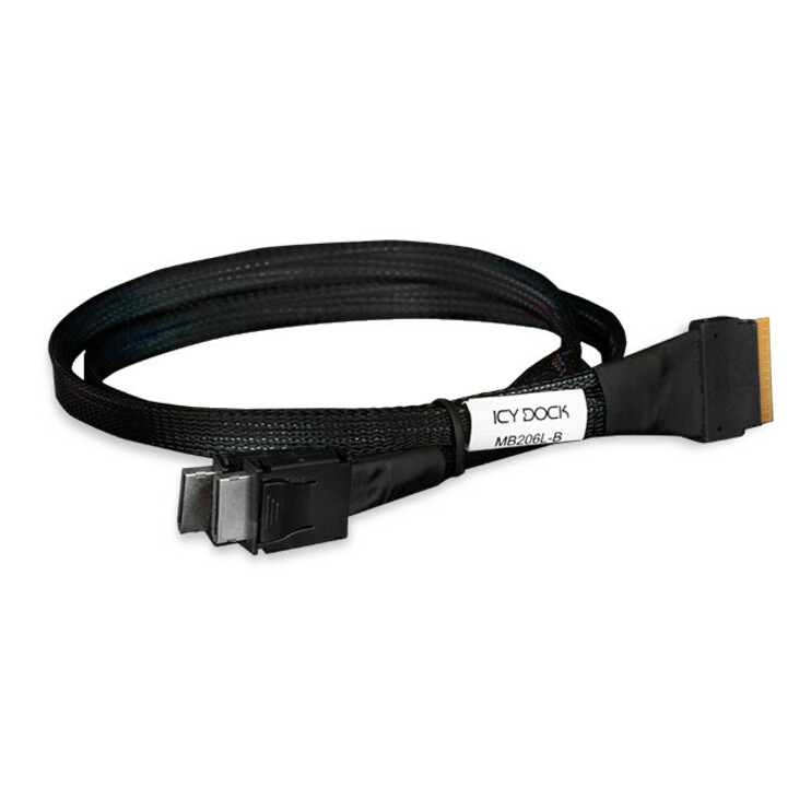 Icy Dock SlimSAS 8i SFF-8654 to 2x OCuLink 4i SFF-8611 Cable - 0.5M