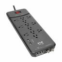Tripp Lite by Eaton Protect It! 12-Outlet Surge Protector 8 ft. (2.43 m) Cord 4320 Joules Tel/Modem/Coax Protection 2 USB Ports Black