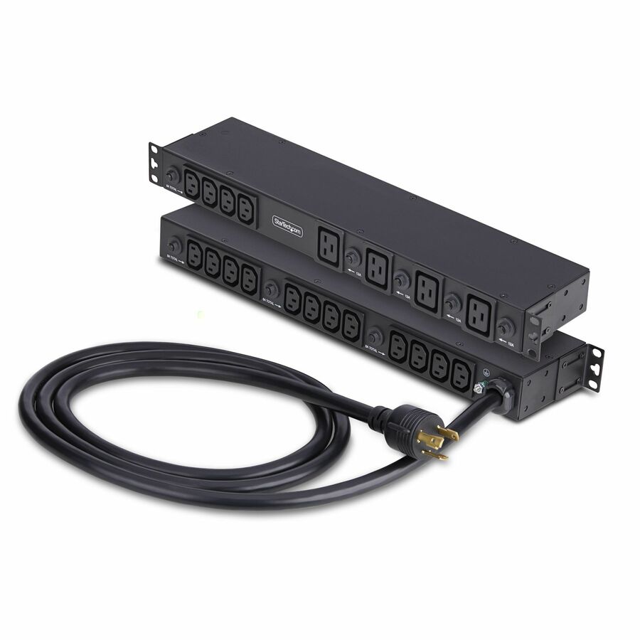 StarTech 20-Outlet Rackmount PDU, 1U Server Power Strip, 8x Front and 12x Rear Ports, Mounted Power Distribution Unit for 19in Racks