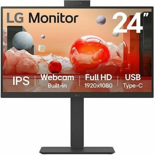 LG 24BA850-B 24" Class Webcam Full HD LCD Monitor - 16:9 - Matte Black
