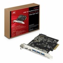 Vantec 5-Port USB 3.2 Gen2x2 (Total 20Gbps) With 2C And 3A PCIe Host Card