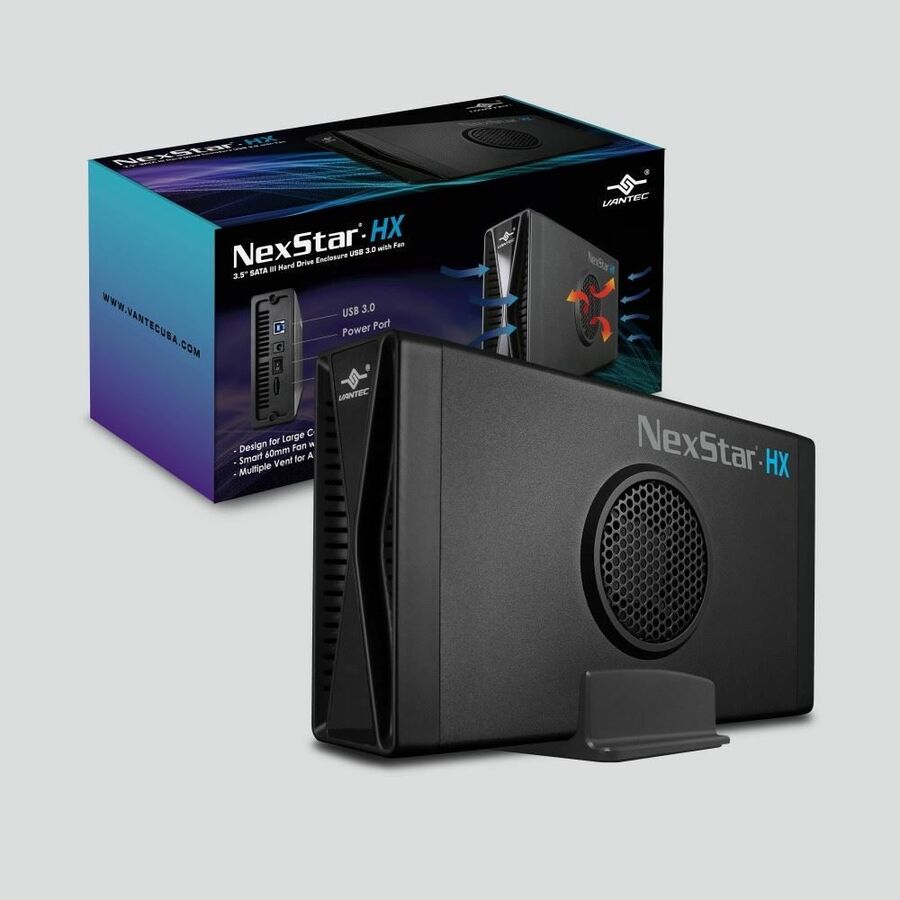 Vantec NexStar HX NST-387S3-BK Drive Enclosure SATA/600 - USB 3.0 Type B Host Interface - UASP Support
