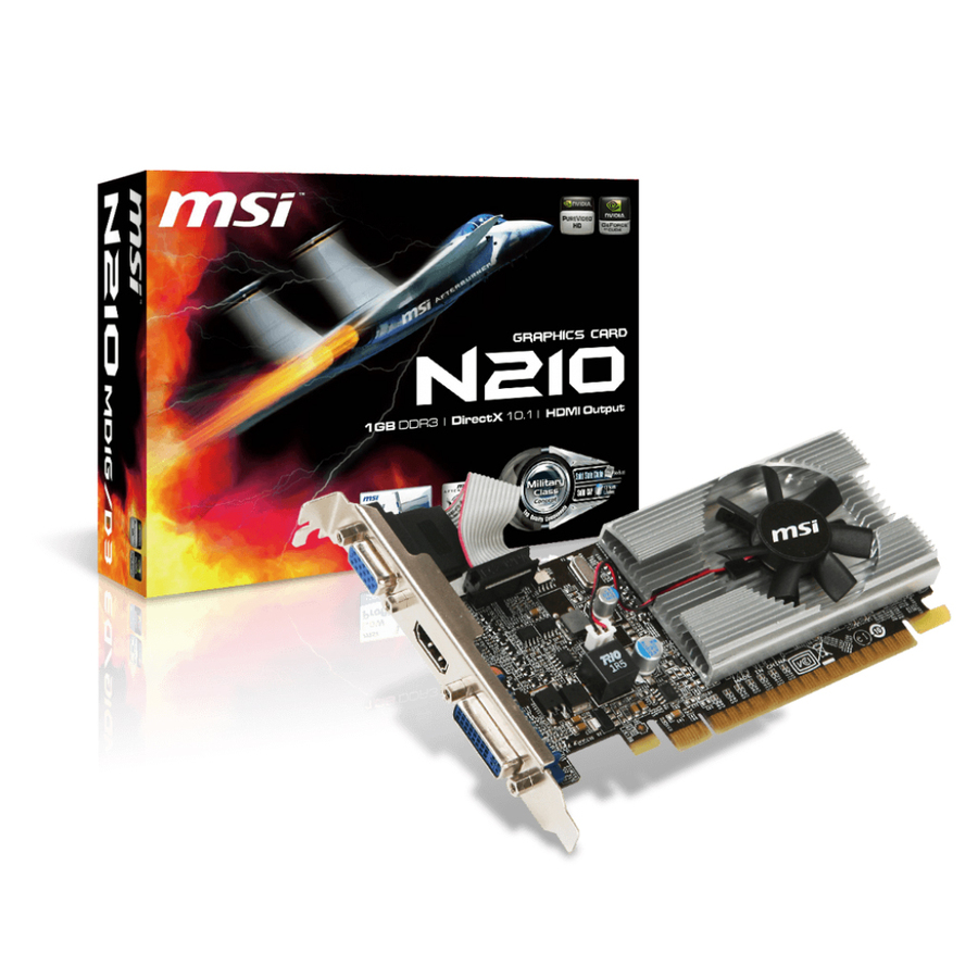 MSI N210-MD1G/D3 - G2101D3 - 1GB DDR3 - HDMI - DVI-D