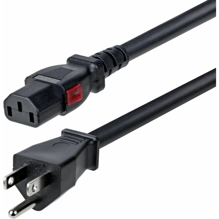 StarTech 6.6ft (2m) Heavy Duty Power Cord, NEMA 5-15P to Locking C13, 125V 15A, 14AWG, Replacement AC Power Cable, UL Listed, TAA