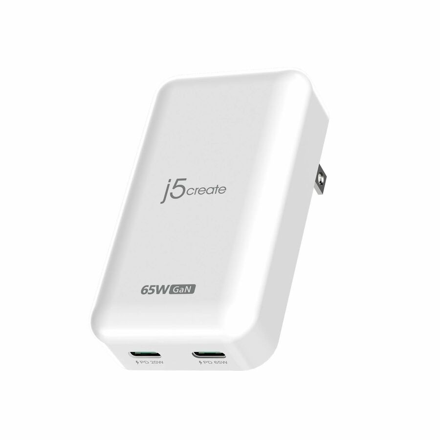 j5create JUP2465 65W GaN Slim PD USB-C 2-Port Charger
