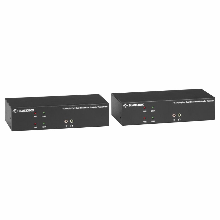 Black Box KVX Series KVM Extender Kit over Fiber - 4K, DisplayPort, USB 2.0 Hub, Serial, Audio, Local Video