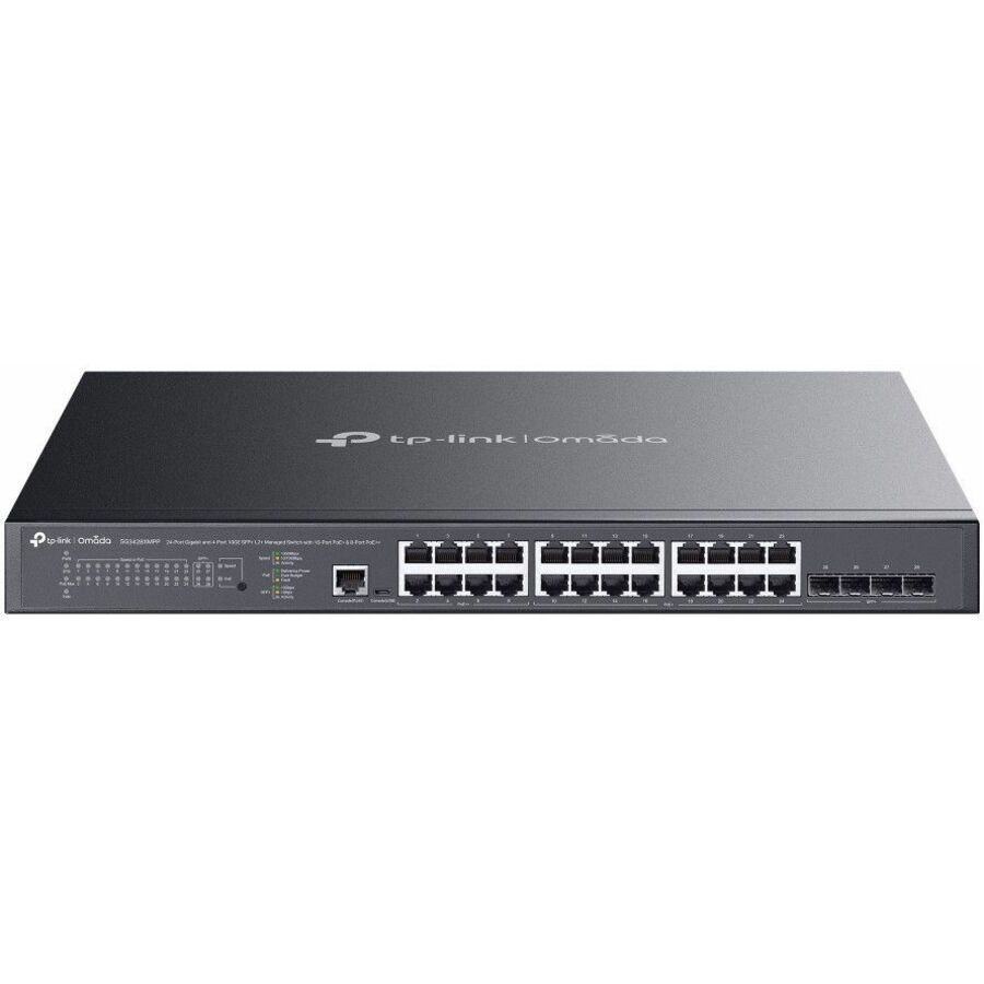 Omada 24-Port Gigabit and 4-Port 10GE SFP+ L2+ Managed Switch with 16-Port PoE+ & 8-Port PoE++