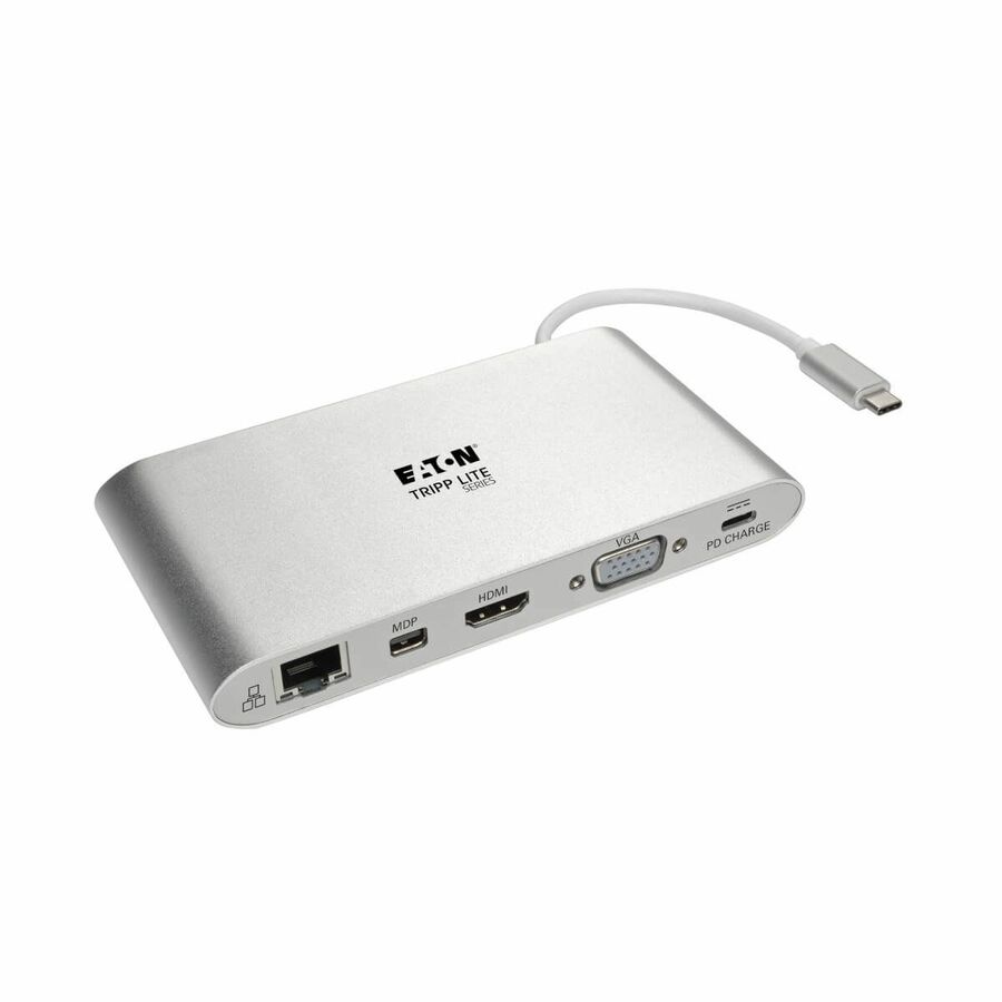 Tripp Lite by Eaton USB-C Dock Dual Display - 4K HDMI/mDP VGA USB 3.x (5Gbps) USB-A/C Hub GbE Memory Card 100W PD Charging