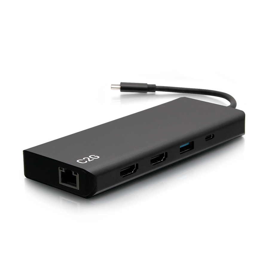 C2G USB C Docking Station - Dual Monitor Docking Station with 4K HDMI, USB, Ethernet, and AUX - Power Delivery up to 60W