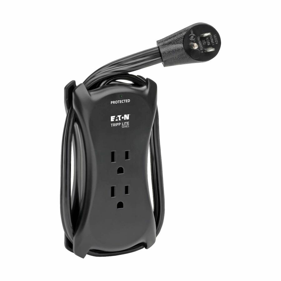 Tripp Lite by Eaton Protect It! 3-Outlet Travel-Size Surge Protector - 5-15R Outlets 2 USB Ports 5-15P Input 1050 Joules Black