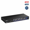 TRENDnet 9-Port Unmanaged 2.5G Switch with 10G SFP+ Port, TEG-S5091, 8 x 2.5GBASE-T Ports, 60Gbps, Wall Mountable, Ethernet Splitter, NDAA & TAA Compliant, Lifetime Protection, Black