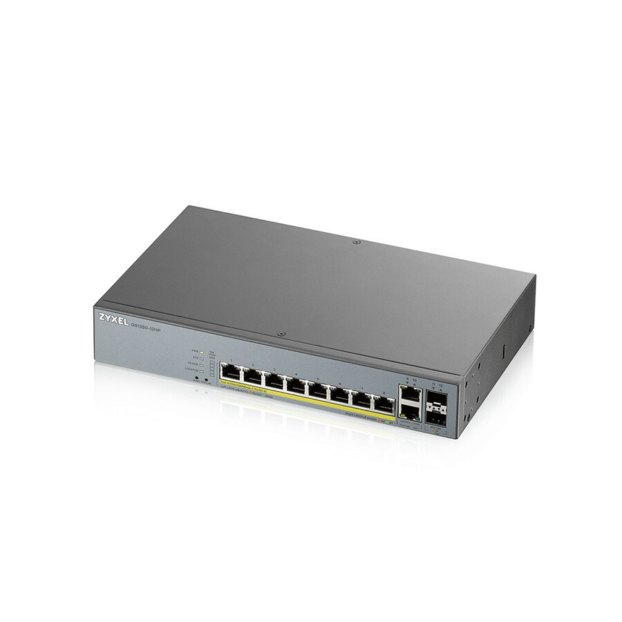 ZYXEL GS1350-12HP 8-Port Gigabit Smart Nebula Cloud Managed PoE Switch | 8 PoE+ Ports at 130W with 2 SFP Uplinks