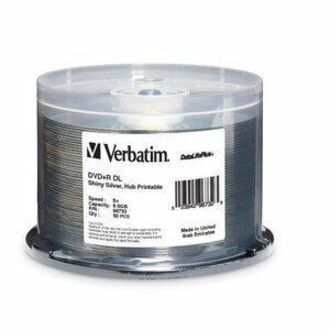 Verbatim DVD+R DL 8.5GB 8X DataLifePlus Shiny Silver Silk Screen Printable - 50pk Spindle