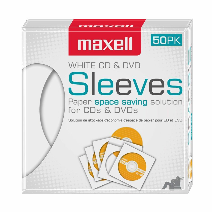 Maxell CD/DVD Paper Sleeves White 50 Pack