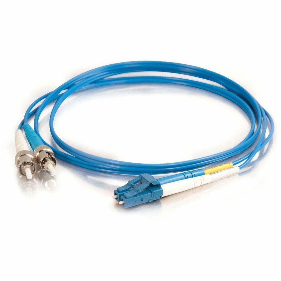 C2G 6.6ft (2m) LC-ST 9/125 OS2 Duplex Single-Mode PVC Fiber Optic Cable - Blue