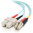 C2G-2m LC-SC 10Gb 50/125 OM3 Duplex Multimode Fiber Optic Cable (Plenum-Rated) - Aqua