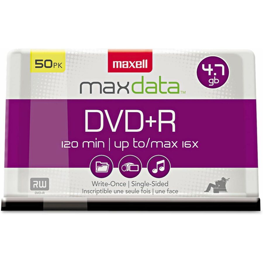 Maxell DVD Recordable Media - DVD+R - 16x - 4.70 GB - 1 Pack - Silver