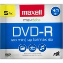 Maxell DVD Recordable Media - DVD-R - 16x - 4.70 GB - 5 / Pack - Gold