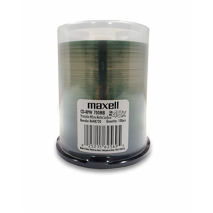 Maxell PW700 CD Recordable Media - CD-R - 48x - 700 MB - 100 / Pack - Matte White