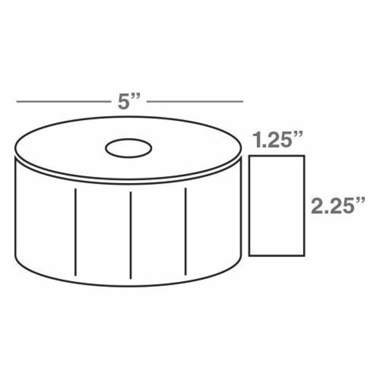 Wasp 2.25" x 1.25" TT labels, 4 rolls, 1900 per roll, 5" OD