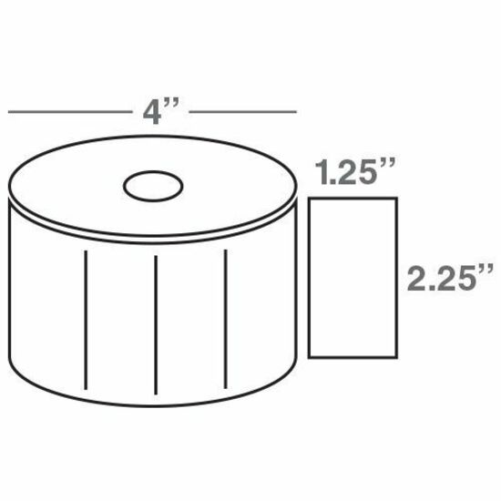 Wasp 2.25" x 1.25" Direct Thermal Paper labels, 4 rolls, 1135 per roll