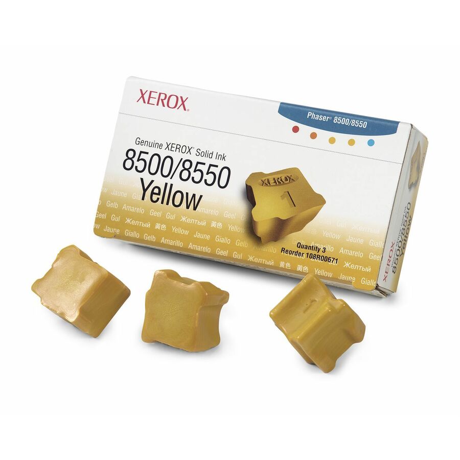 Xerox Genuine Phaser™ 8500/8550 Yellow Solid Ink (3000 Pages) - 108R00671