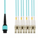 AddOn 3m MPO/UPC to 4xLC/UPC Duplex Aqua OM4 OFNR (Riser-Rated) 8-Strand Fiber Fanout Cable With 2m Breakout Legs