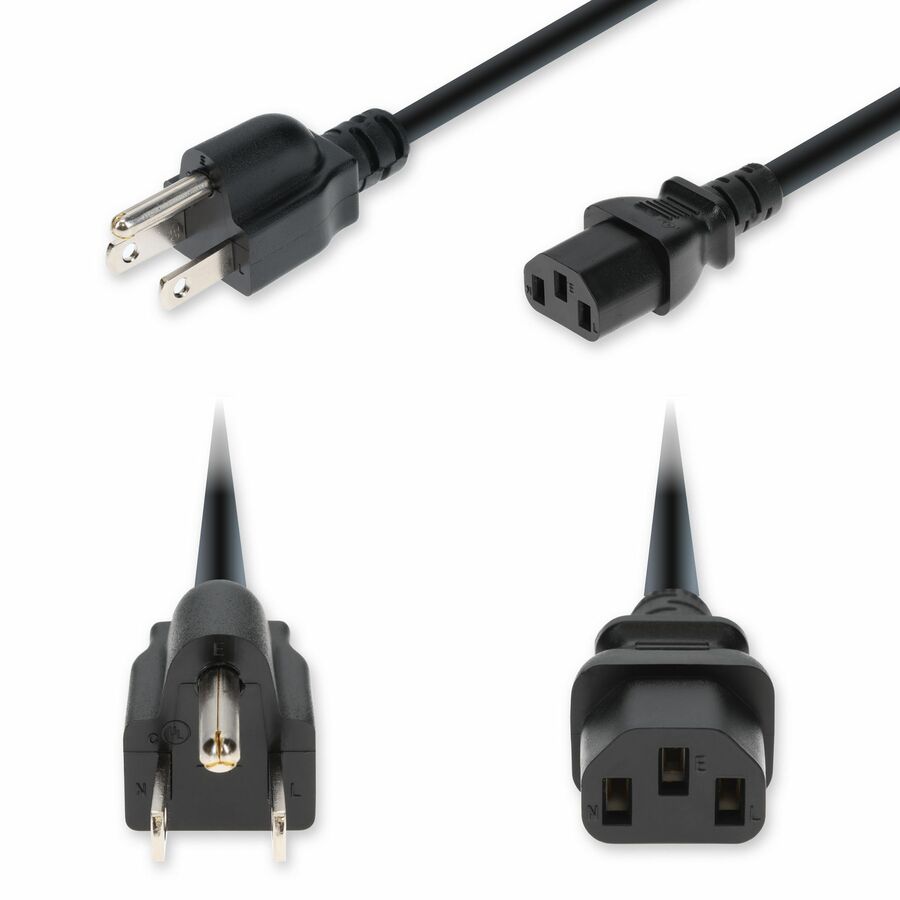 AddOn 2ft NEMA 5-15P Male to C13 Female Standard Commercial 18 AWG 125V at 10A PVC SJT (Service Junior Thermoplastic) Black Power Cable
