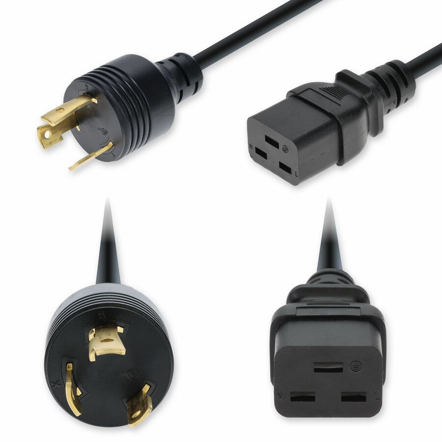 AddOn 10ft NEMA L6-30P Male to C19 Female Twist-Lock Compatible Industrial Grade 10 AWG 250V at 30A PVC SJT (Service Junior Thermoplastic) Black Power Cable