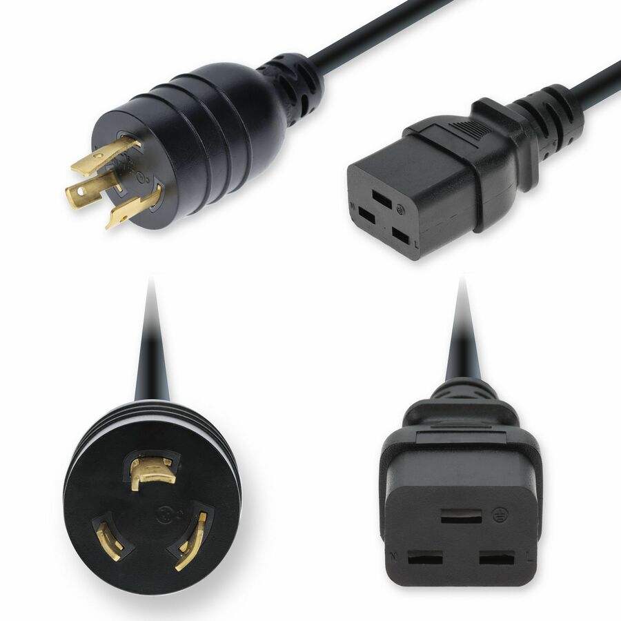 AddOn 6ft NEMA L5-20P Male to C19 Female Twist-Lock Compatible Industrial Grade 12 AWG 125V at 20A PVC SJT (Service Junior Thermoplastic) Black Power Cable