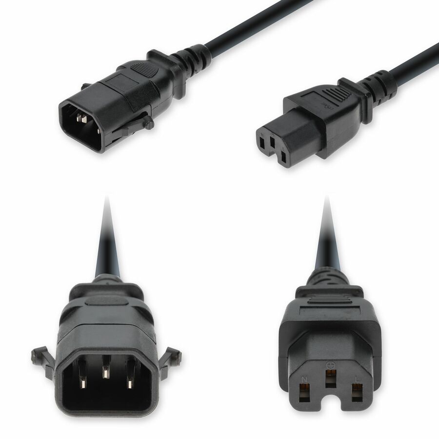 AddOn 3ft C14 Male to C15 Female P-Lock Compatible High-Temperature 14 AWG 250V at 15A PVC SJT (Service Junior Thermoplastic) Black Power Cable