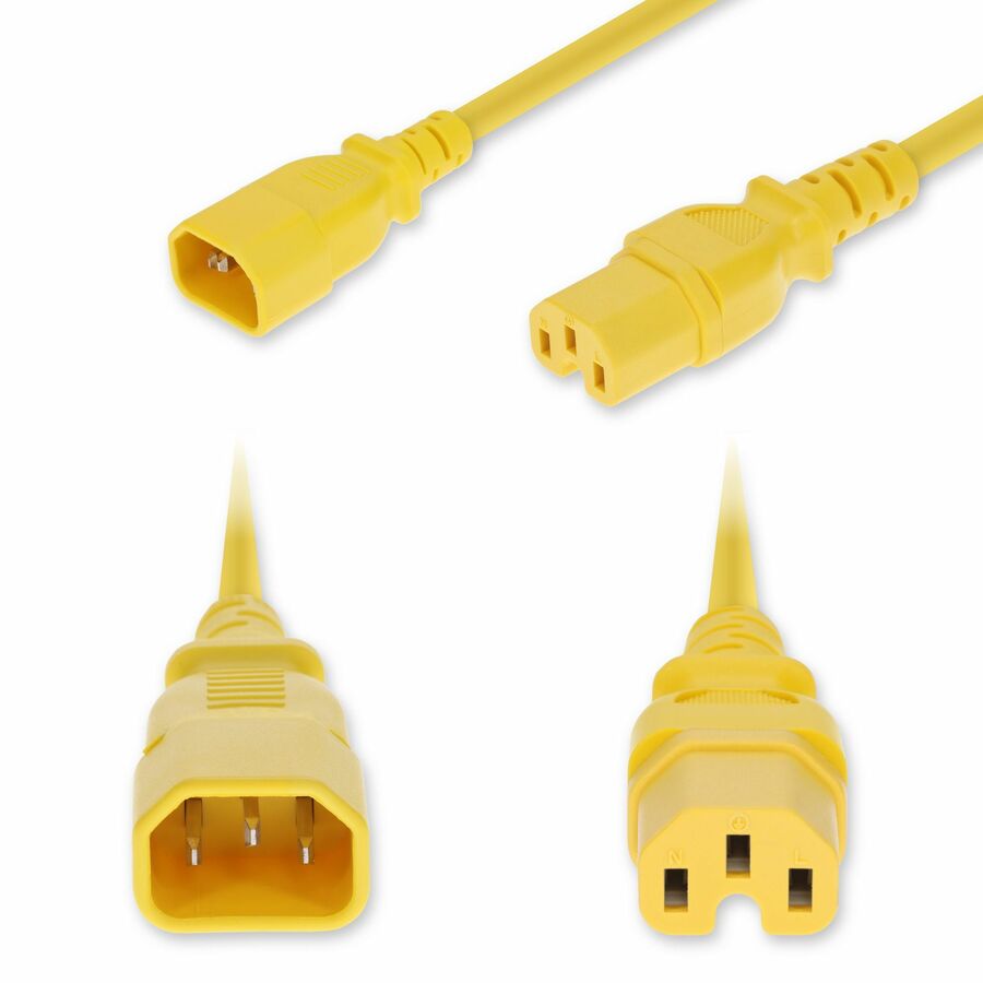 AddOn 10ft C14 Male to C15 Female High-Temperature 14 AWG 250V at 15A PVC SJT (Service Junior Thermoplastic) Yellow Power Cable