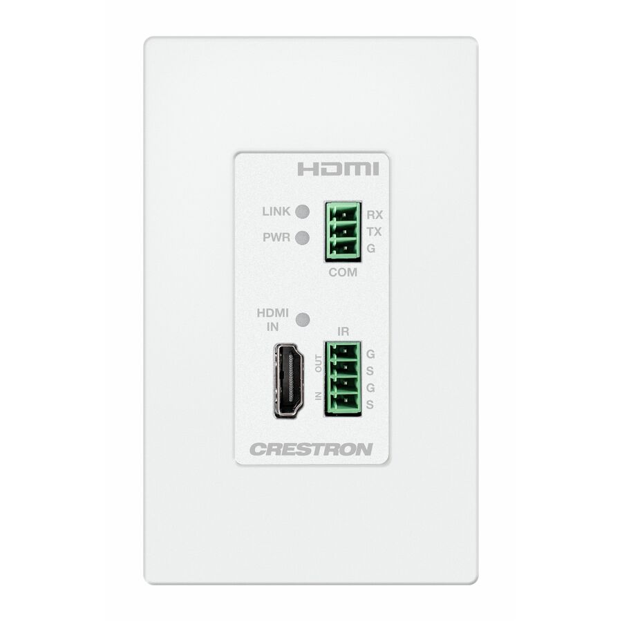 Crestron DM® Essentials 4K60 4:4:4 Transmitter for HDMI®, RS-232, and IR Signal Extension over CATx Cable, Wall Plate, White