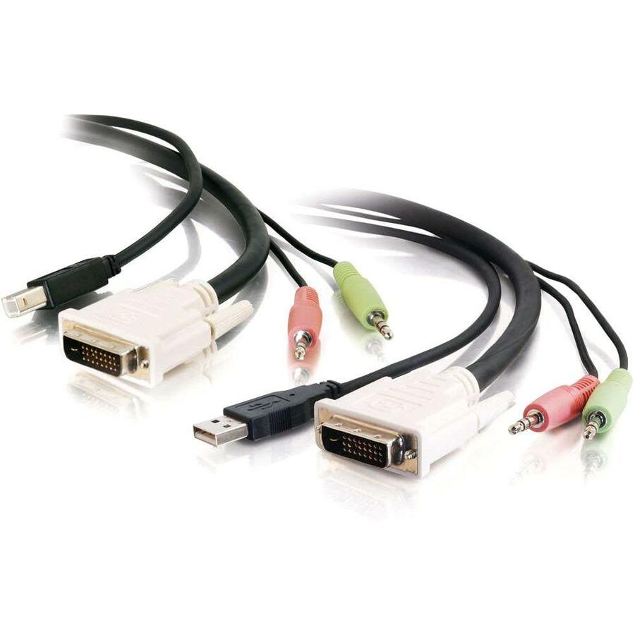 C2G 6ft DVI Dual Link + USB 2.0 KVM Cable with Speaker and Mic