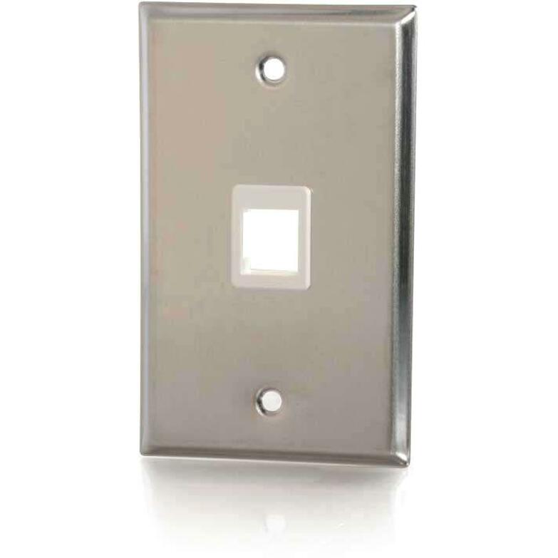 C2G 1-Port Single Gang Multimedia Keystone Wall Plate - Stainless Steel