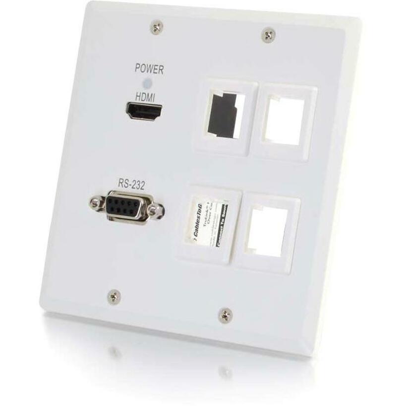 C2G TruLink Dual Gang HDMI+RS232+4 Keystone over Cat5 Transmitter- White