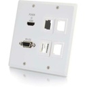 C2G TruLink Dual Gang HDMI+RS232+4 Keystone over Cat5 Transmitter- White