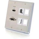 C2G TruLink Dual Gang HDMI+RS232+4 Keystone over Cat5 Transmitter- Aluminum