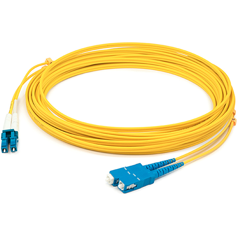 AddOn 11m SC to LC Yellow OS2 Duplex OFNP (Plenum-Rated) SMF Fiber Patch Cable