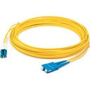 AddOn 11m SC to LC Yellow OS2 Duplex OFNP (Plenum-Rated) SMF Fiber Patch Cable