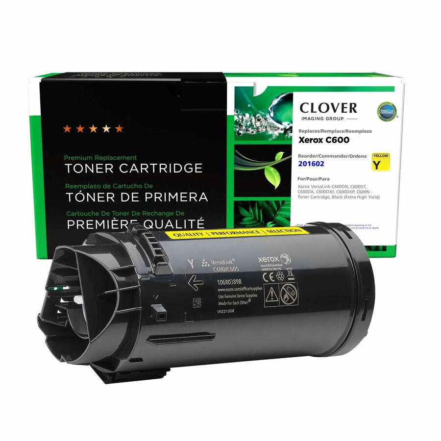 Clover Remanufactured Extra High Yield Yellow Toner Cartridge for Xerox 106R03918