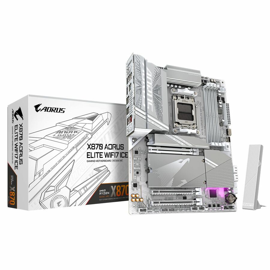 GIGABYTE Ultra Durable X870 AORUS ELITE WIFI7 ICE Gaming Desktop Motherboard - AMD X870 Chipset - Socket AM5 - ATX