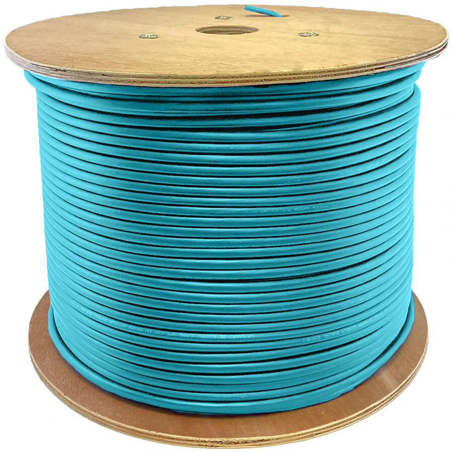 AddOn 1000ft Non-Terminated Aqua OM4 OFNR (Riser-Rated) 6-Strand Fiber Bulk Cable