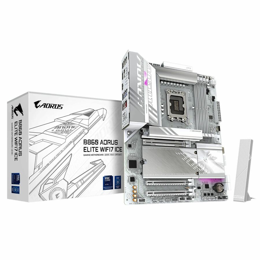 GIGABYTE Ultra Durable B860 A ELITE WF7 ICE Gaming Desktop Motherboard - Intel B860 Chipset - Socket LGA-1851 - ATX