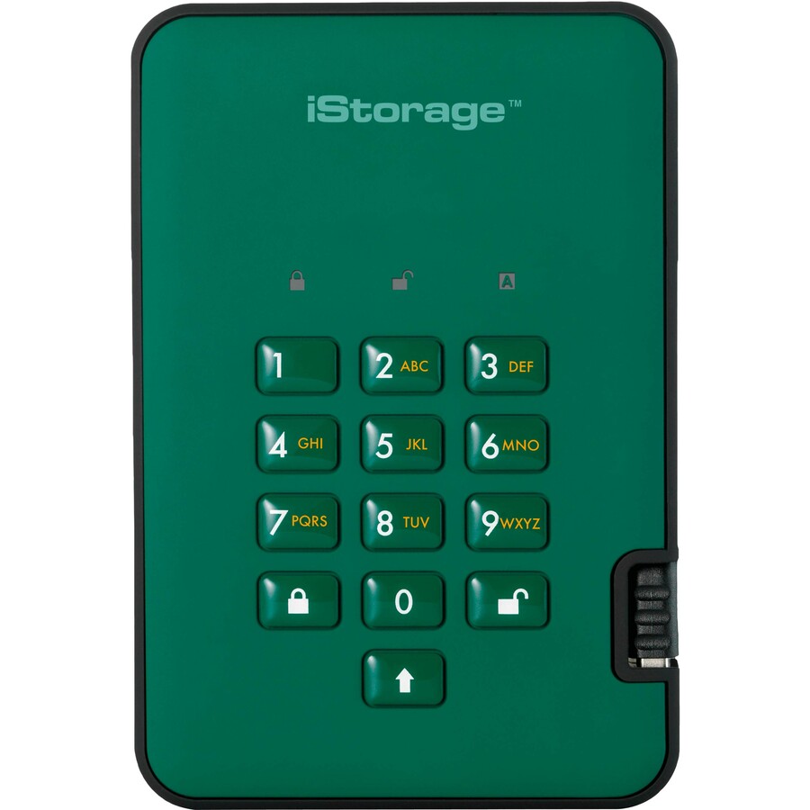 iStorage diskAshur2 SSD 512GB Secure Portable Solid State Drive | Green | Incorporated Common Criteria EAL 5+ | PIN protected | AES-XTS 256-bit Full Disk Hardware Encryption | Dust/Water Resistant | TAA Compliant