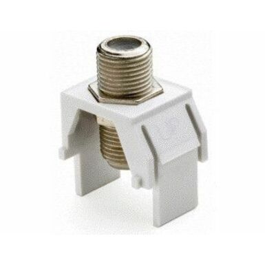 On-Q Non-Recessed Nickel F-Connector Keystone Insert - For Keystone Wall Plates - White