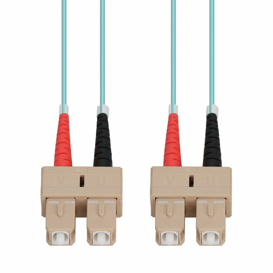 AddOn 0.5m SC to SC Aqua OM4 Duplex OFNR (Riser-Rated) Fiber Patch Cable