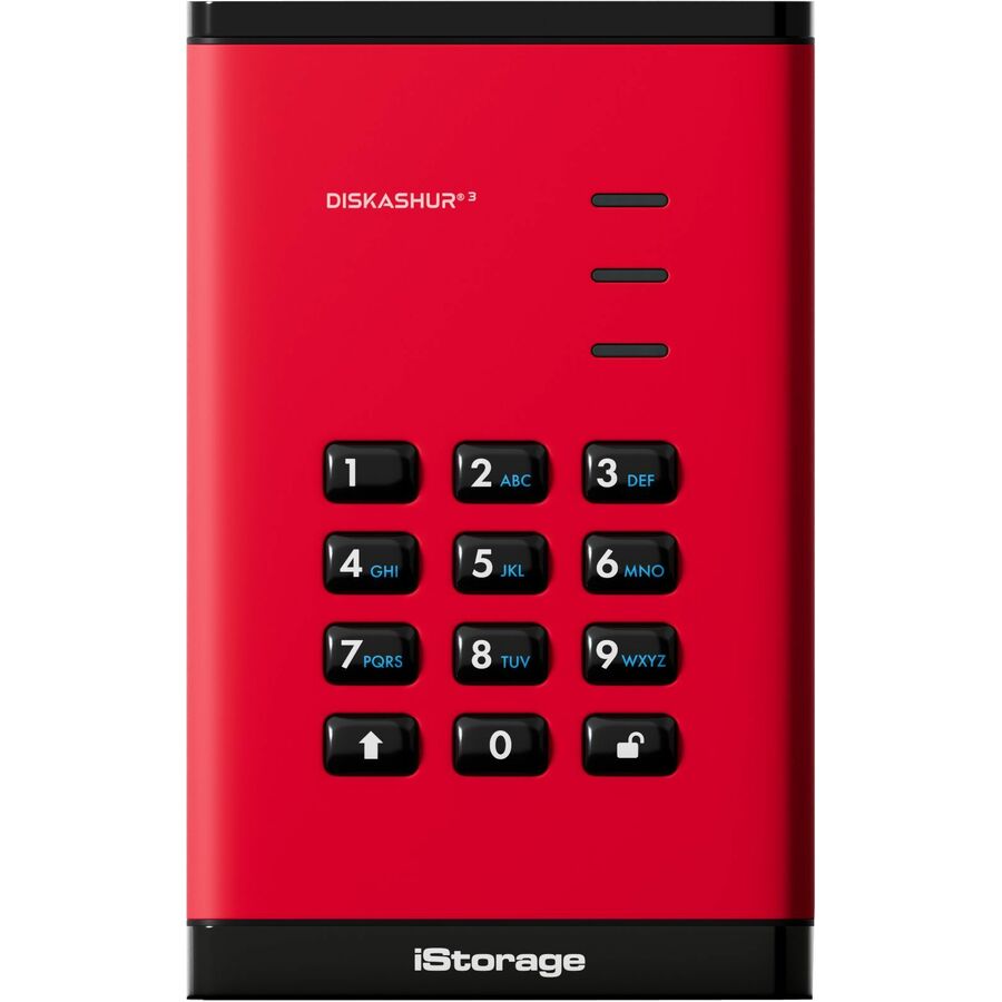 iStorage diskAshur3 512 GB Portable Solid State Drive | Red | Incorporated Common Criteria EAL 5+ | PIN protected | AES 256-bit Full Disk Hardware Encryption | Dust/Water Resistant | TAA Compliant