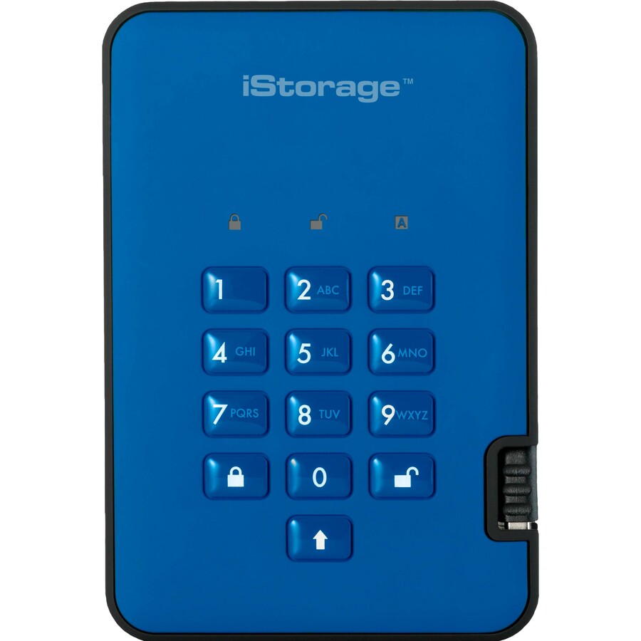 iStorage diskAshur2 HDD 2 TB | Secure Portable Hard Drive | Blue | Incorporated Common Criteria EAL 5+ | PIN protected | AES-XTS 256-bit Full Disk Hardware Encryption | Dust/Water Resistant | TAA Compliant